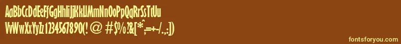 Fonte GibsonnarrowBoldDb – fontes amarelas em um fundo marrom