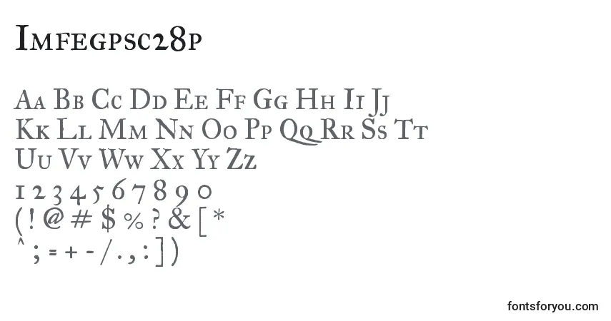 Czcionka Imfegpsc28p – alfabet, cyfry, specjalne znaki