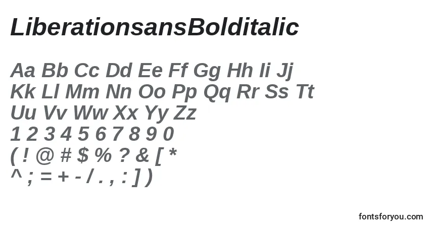 A fonte LiberationsansBolditalic – alfabeto, números, caracteres especiais