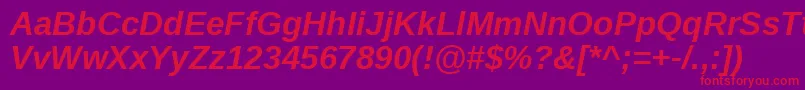 LiberationsansBolditalic Font – Red Fonts on Purple Background