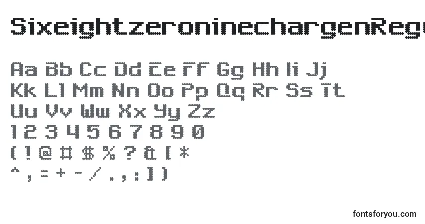 Schriftart SixeightzeroninechargenRegular – Alphabet, Zahlen, spezielle Symbole