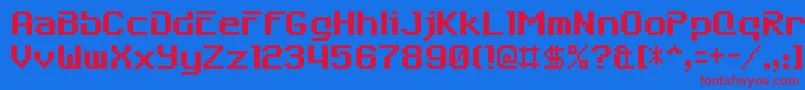 SixeightzeroninechargenRegular Font – Red Fonts on Blue Background