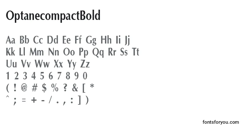 Шрифт OptanecompactBold – алфавит, цифры, специальные символы