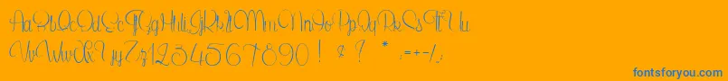 SecretOfTheOctopus-Schriftart – Blaue Schriften auf orangefarbenem Hintergrund