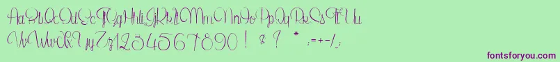 SecretOfTheOctopus-Schriftart – Violette Schriften auf grünem Hintergrund