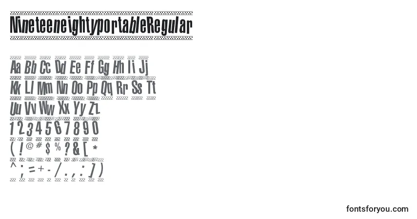 Czcionka NineteeneightyportableRegular – alfabet, cyfry, specjalne znaki