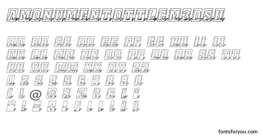 Czcionka AMonumentottlcm3Dsh – alfabet, cyfry, specjalne znaki