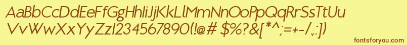 BrixtonBookOblique Font – Brown Fonts on Yellow Background