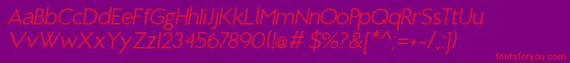 BrixtonBookOblique Font – Red Fonts on Purple Background