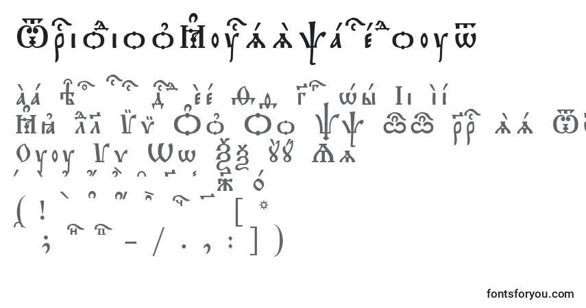 A fonte TriodionKucsSpacedout – alfabeto, números, caracteres especiais
