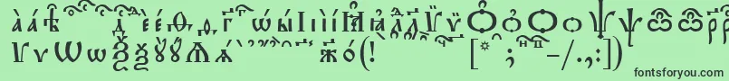 フォントTriodionKucsSpacedout – 緑の背景に黒い文字