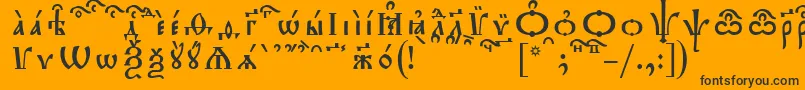 TriodionKucsSpacedout-Schriftart – Schwarze Schriften auf orangefarbenem Hintergrund