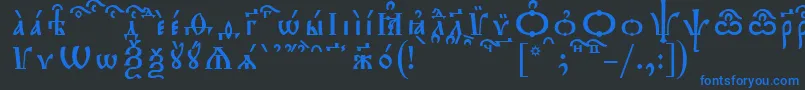 TriodionKucsSpacedout-Schriftart – Blaue Schriften auf schwarzem Hintergrund