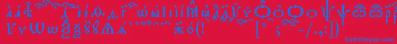 TriodionKucsSpacedout Font – Blue Fonts on Red Background