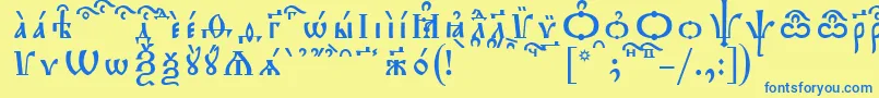 Шрифт TriodionKucsSpacedout – синие шрифты на жёлтом фоне