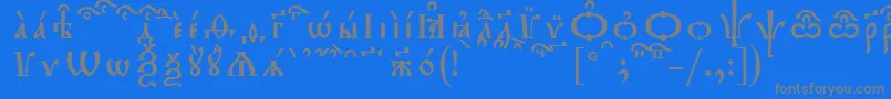TriodionKucsSpacedout-Schriftart – Graue Schriften auf blauem Hintergrund
