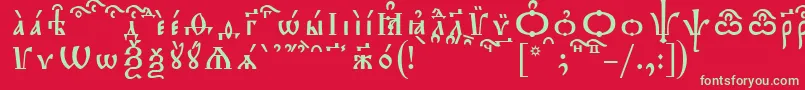 フォントTriodionKucsSpacedout – 赤い背景に緑の文字