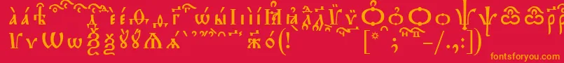TriodionKucsSpacedout-Schriftart – Orangefarbene Schriften auf rotem Hintergrund