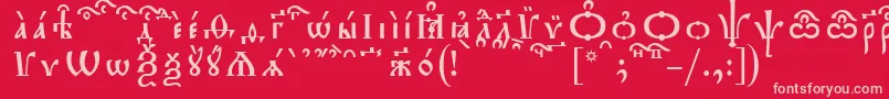 TriodionKucsSpacedout-Schriftart – Rosa Schriften auf rotem Hintergrund
