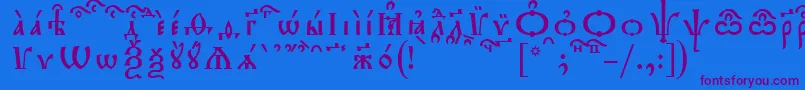 Fonte TriodionKucsSpacedout – fontes roxas em um fundo azul