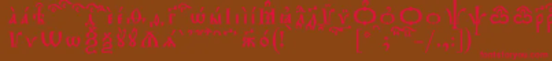 TriodionKucsSpacedout-fontti – punaiset fontit ruskealla taustalla