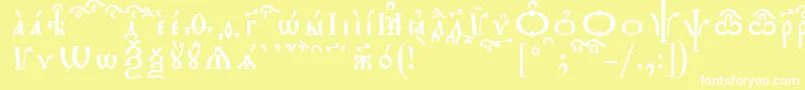 TriodionKucsSpacedout-Schriftart – Weiße Schriften auf gelbem Hintergrund