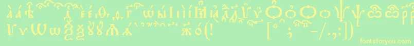 フォントTriodionKucsSpacedout – 黄色の文字が緑の背景にあります