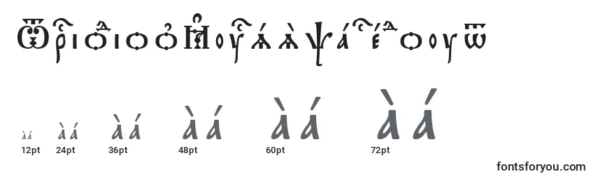Größen der Schriftart TriodionKucsSpacedout