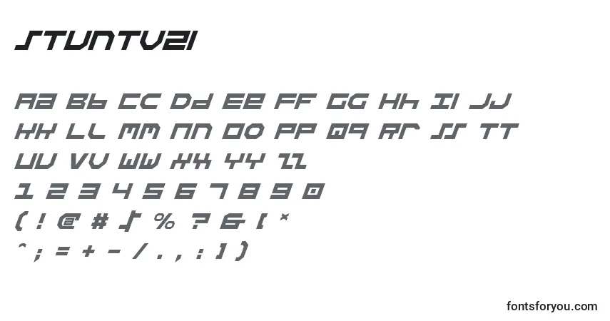 A fonte Stuntv2i – alfabeto, números, caracteres especiais