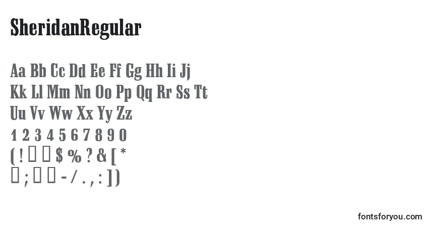 characters of sheridanregular font, letter of sheridanregular font, alphabet of  sheridanregular font