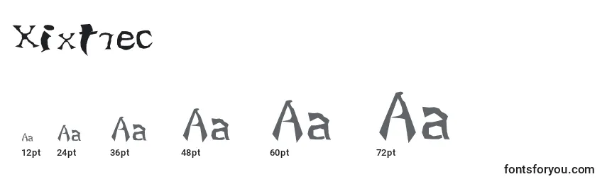 Размеры шрифта Xixtrec