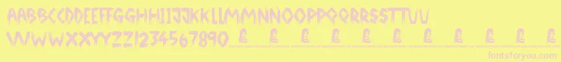 BrokenGround-fontti – vaaleanpunaiset fontit keltaisella taustalla
