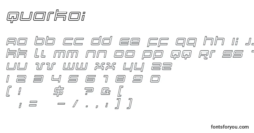 Czcionka Quarkoi – alfabet, cyfry, specjalne znaki