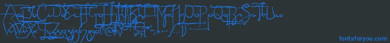 NoLicenseSculptorshand Font – Blue Fonts on Black Background