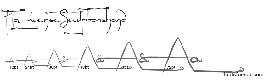 Размеры шрифта NoLicenseSculptorshand