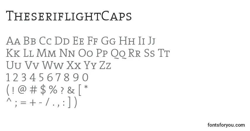 A fonte TheseriflightCaps – alfabeto, números, caracteres especiais