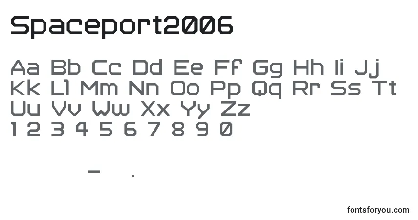 A fonte Spaceport2006 – alfabeto, números, caracteres especiais
