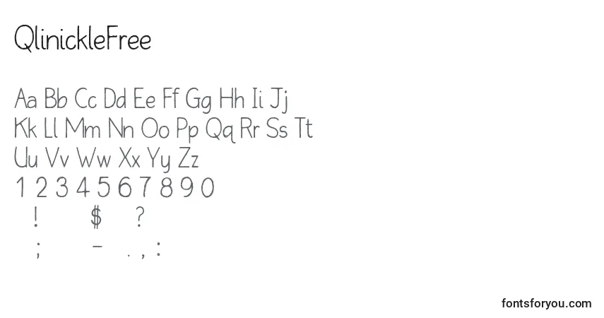 Czcionka QlinickleFree – alfabet, cyfry, specjalne znaki