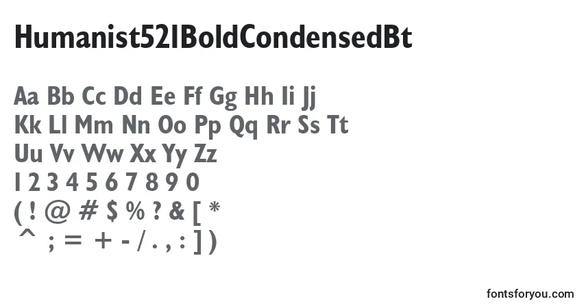 A fonte Humanist521BoldCondensedBt – alfabeto, números, caracteres especiais