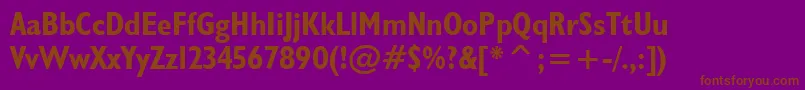 Fonte Humanist521BoldCondensedBt – fontes marrons em um fundo roxo