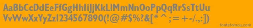 Humanist521BoldCondensedBt-Schriftart – Graue Schriften auf orangefarbenem Hintergrund