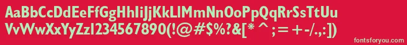 Humanist521BoldCondensedBt Font – Green Fonts on Red Background