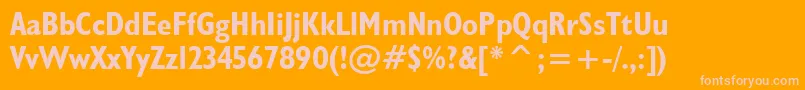 Humanist521BoldCondensedBt-Schriftart – Rosa Schriften auf orangefarbenem Hintergrund