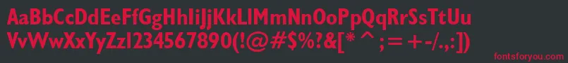 Humanist521BoldCondensedBt Font – Red Fonts on Black Background