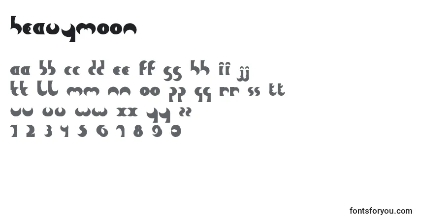 Schriftart HeavyMoon (24611) – Alphabet, Zahlen, spezielle Symbole