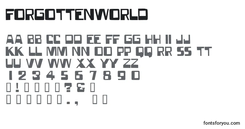 A fonte Forgottenworld – alfabeto, números, caracteres especiais