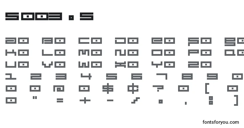 A fonte Spv3.5 – alfabeto, números, caracteres especiais