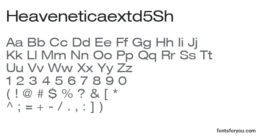 A fonte Heaveneticaextd5Sh – alfabeto, números, caracteres especiais