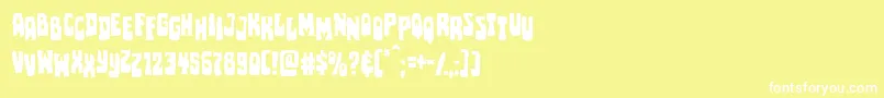 Шрифт Pocketmonsterstag – белые шрифты на жёлтом фоне