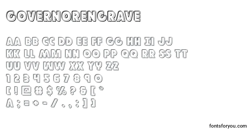 Governorengraveフォント–アルファベット、数字、特殊文字